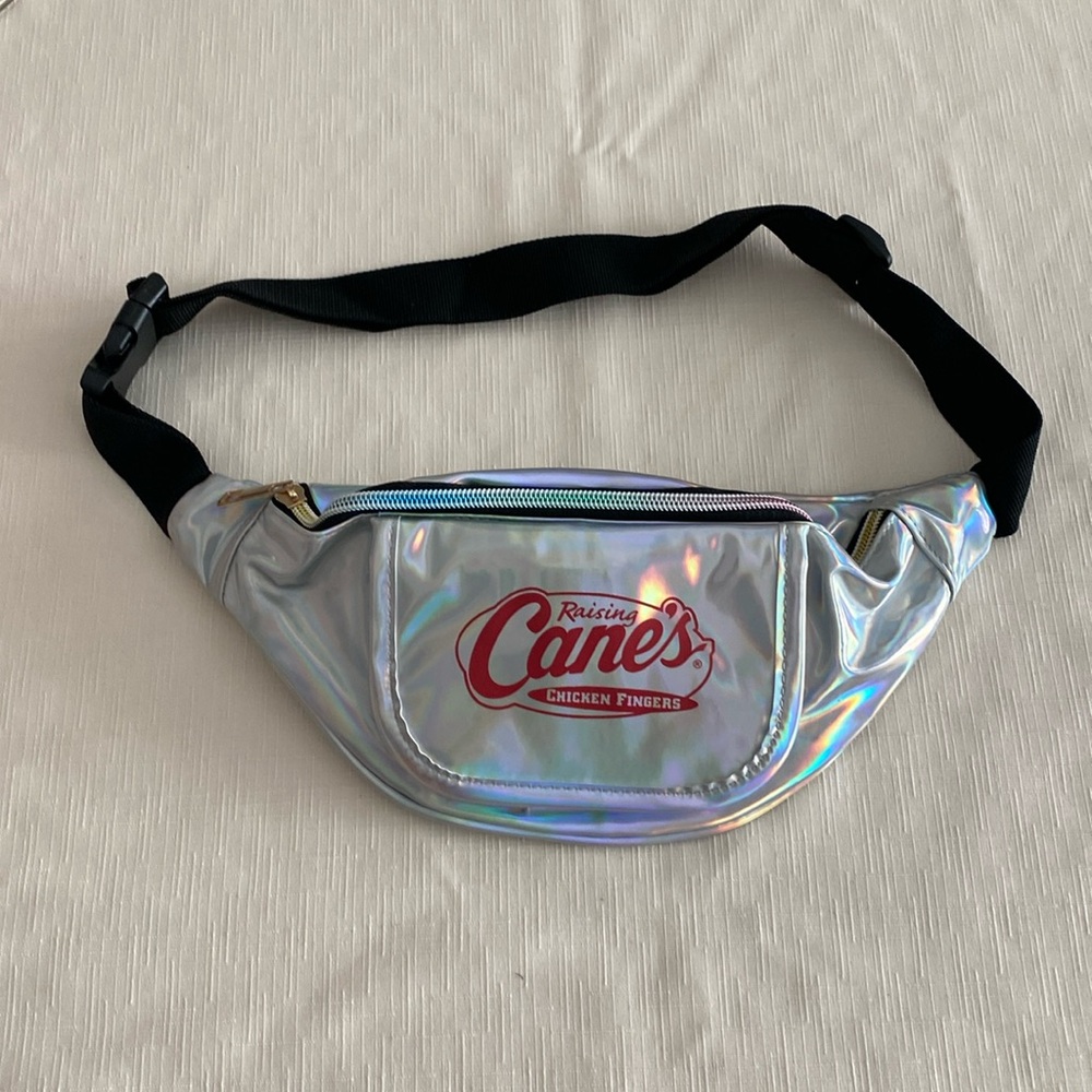 Raising Canes Silver Holographic Fanny Pack